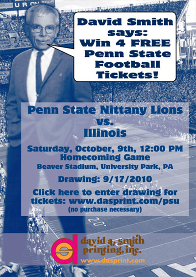 David Smith says: Win 4 FREE Tickets Penn State Football Tickets